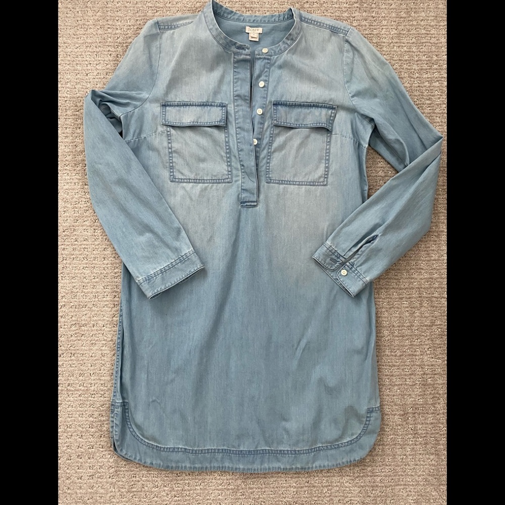J. Crew Light Wash Denim Long Sleeve Tunic Dress